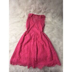 RED Saks Fifth Avenue Pink Lace Overlay Mini Dress Size S/P Floral Sleeveless